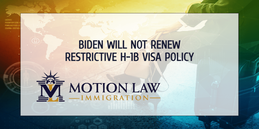 President Biden plans to let Trump's restriction on H-1B visas expire