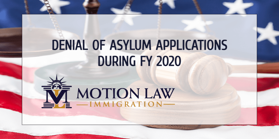 Asylum application denial rate in FY 2020