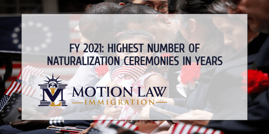 Number of Naturalization Ceremonies increased during the last year