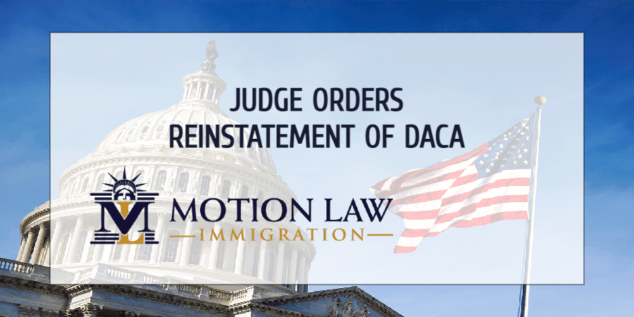 Judge removes the Trump administration's restrictions on DACA