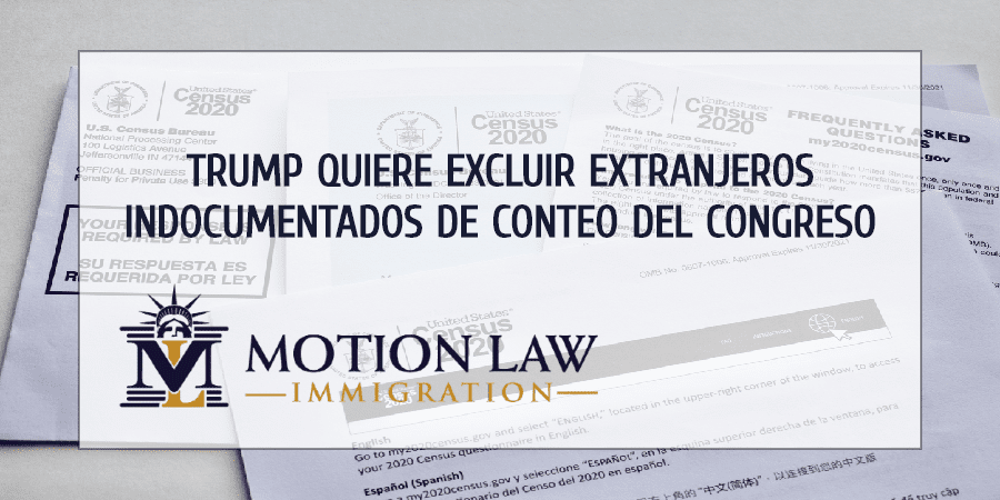 Trump declara que no se debería tomar en cuenta a extranjeros indocumentados para asientos del congreso