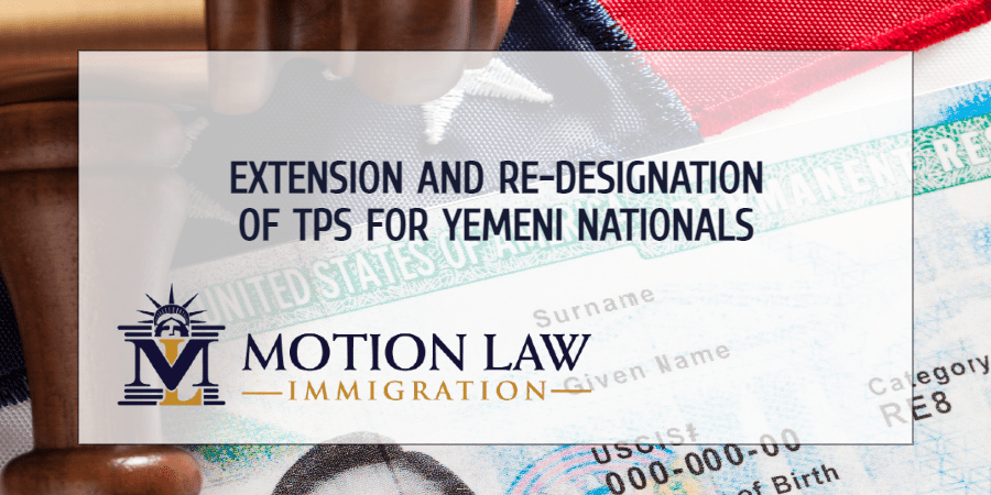 DHS extends and re-designates Yemen for TPS