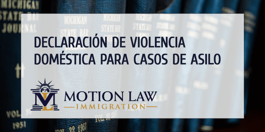 Solicitud de asilo y declaración por violencia doméstica